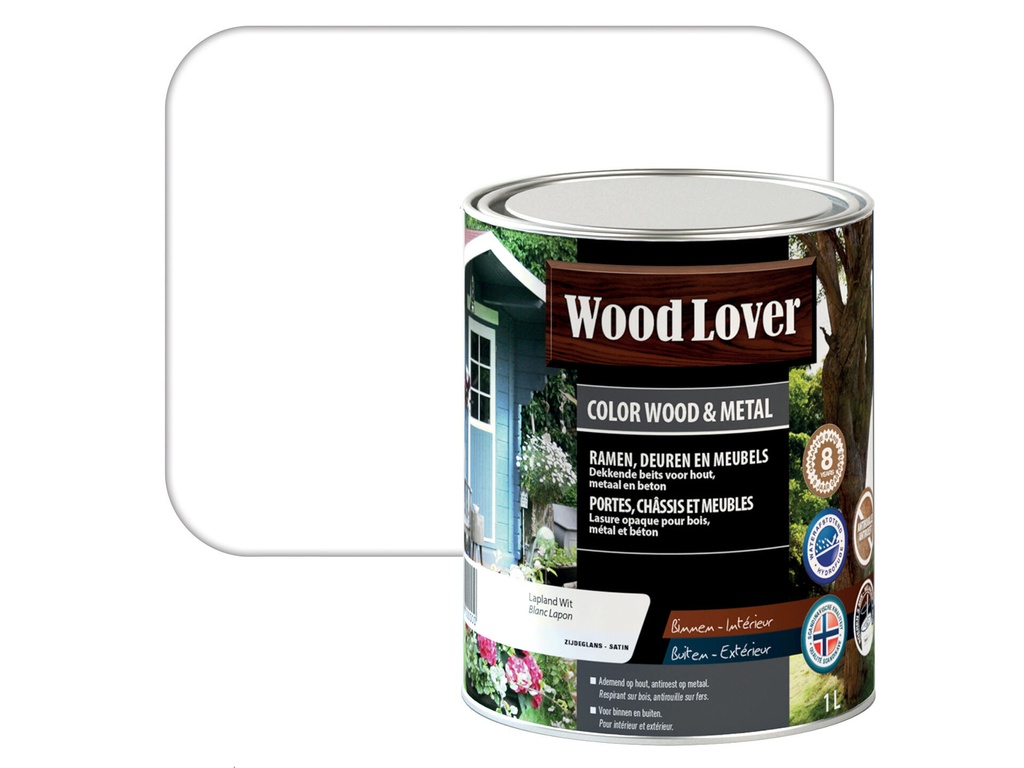 WOODLOVER COLOR WOOD&METAL 850 LAPLAND WIT 1 LITER