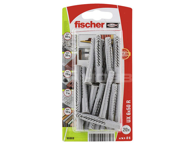 Fischer Universeelplug UX 6 x 50 R met rand 20 Stuks