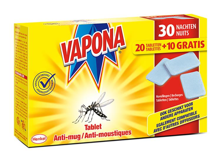 [1002986] Vapona Anti-Mug Navulling 20+10 gratis Tabletten