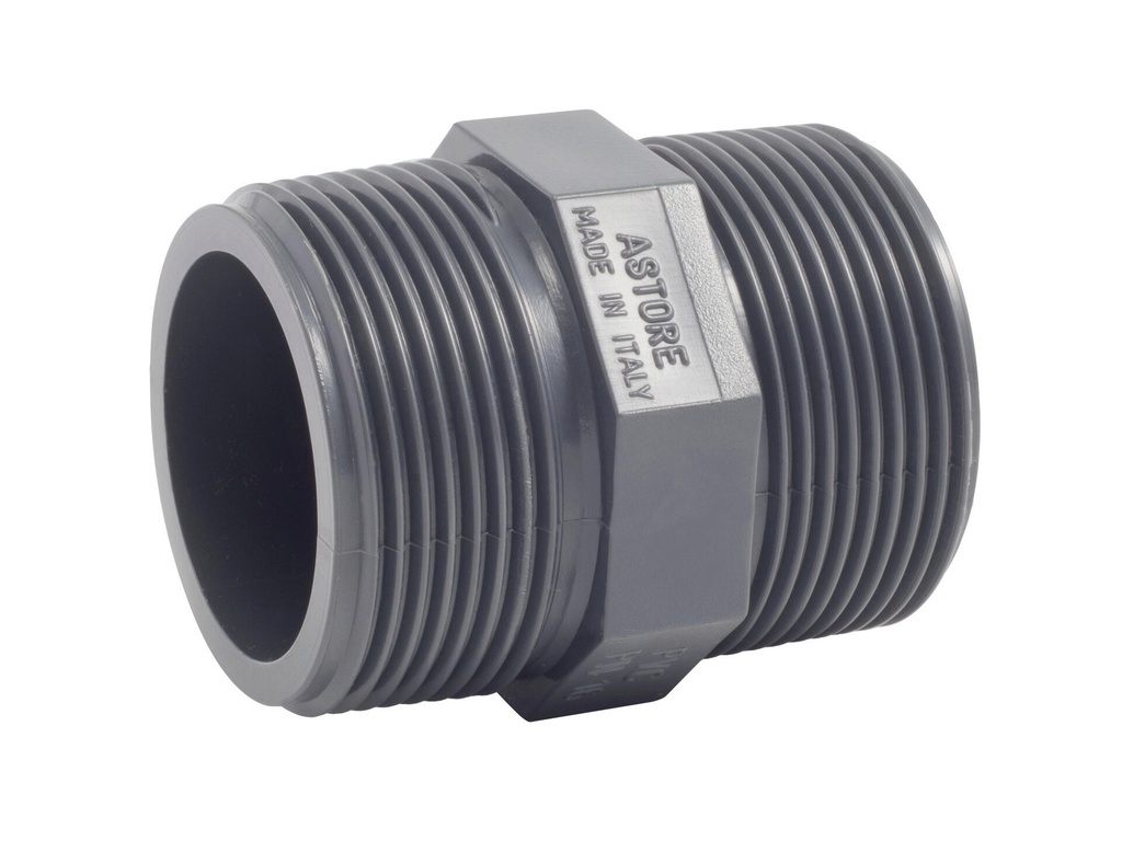 PVC ASTORE DUBBELE NIPPEL 4/4"MM