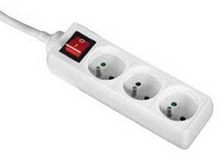 STEKKERBLOK 3-VOUDIG MET SCHAKELAAR SNOER 3 METER 3x1,5 16A WIT