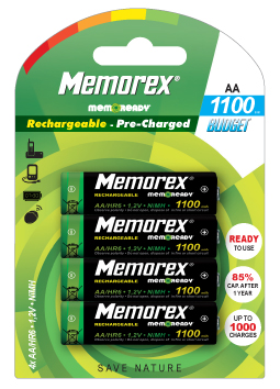 MEMOREX READY BUDGET Oplaadbare batterijen X4 HR6/AA/1100mAh