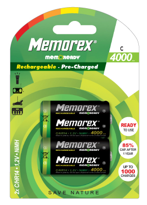 MEMOREX READY Oplaadbare batterijen X2 HR14/C/4000mAh