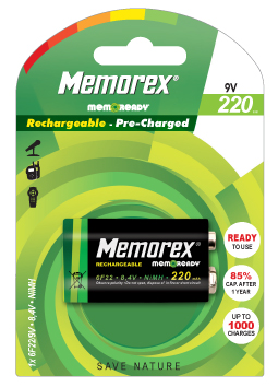 MEMOREX READY Oplaadbare batterij 6F22/9V/220mAh