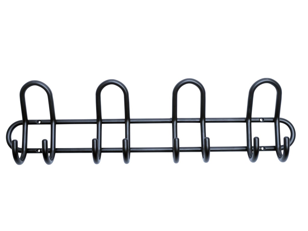 Hoedhaak 4-Dubbel Zwart Ø10mm 520x140mm