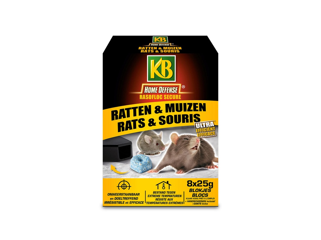 KB Home Defense bloklokaas tegen ratten en muizen 8x25g