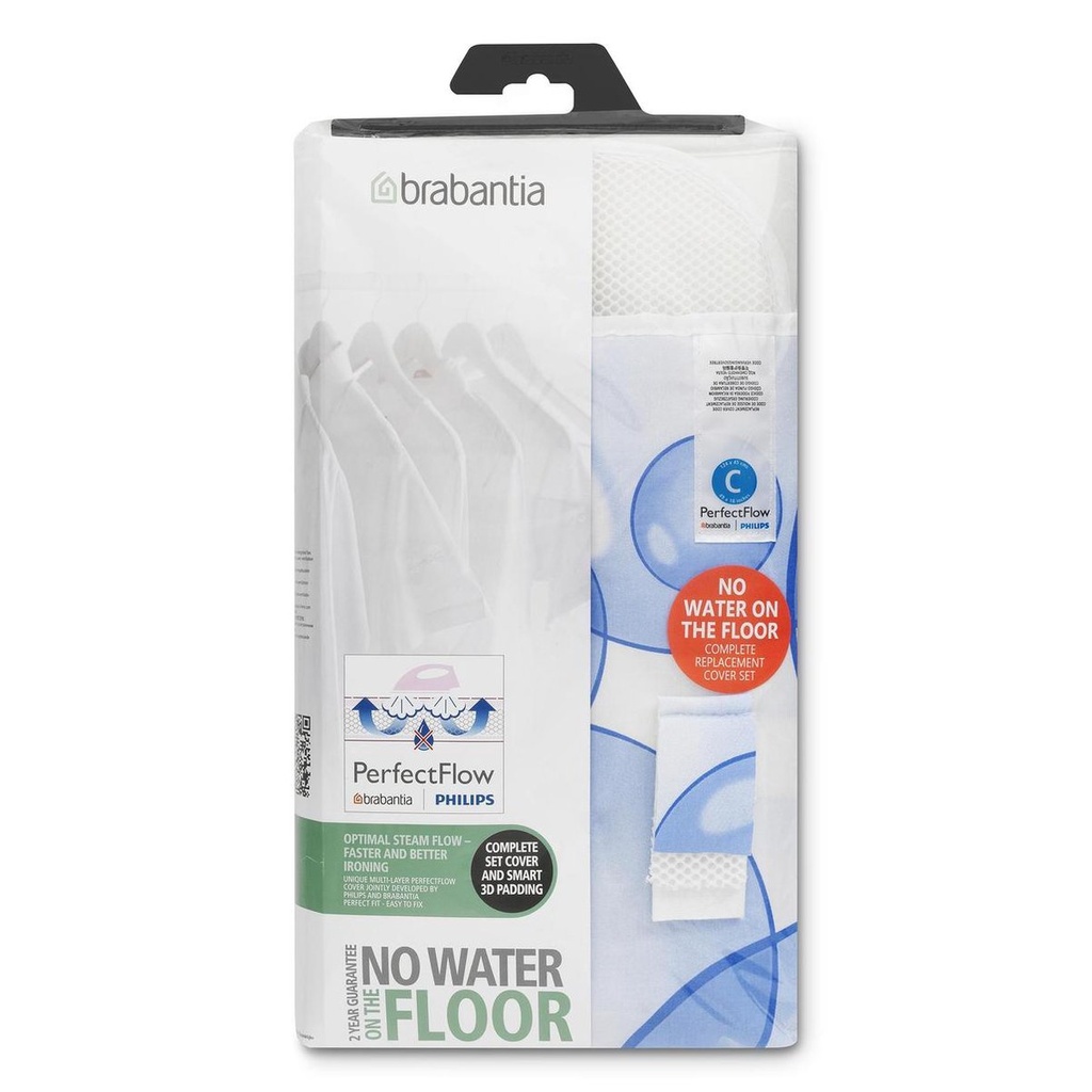 Brabantia Strijkplankhoes C Perfect Flow 124x45 cm Bubbles