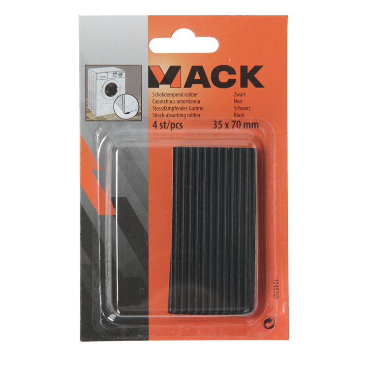 SCHOKDEMPEND RUBBER ZWART 35 X 70 MM 4 ST/PCS