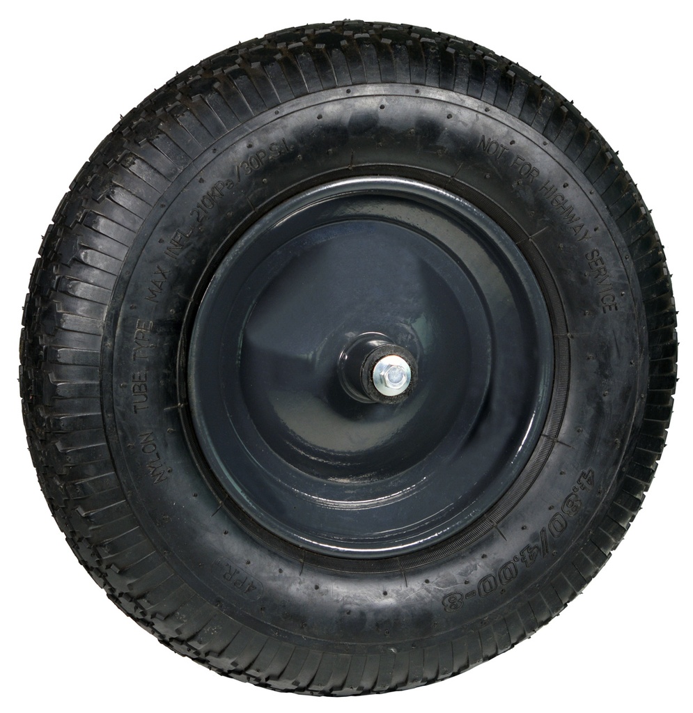 Kruiwagenwiel met luchtband en metalen velg 400x8 (aslengte 13 cm)