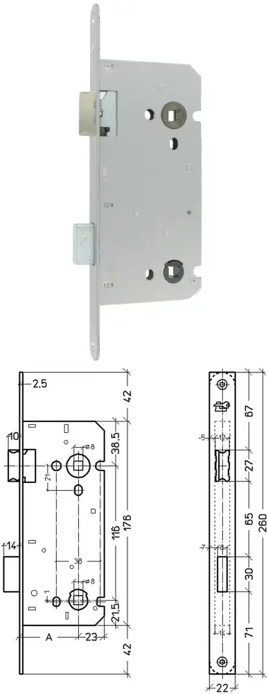 Insteek Wc-Slot, Omlegbaar 116X55mm