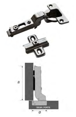 Inboorveerscharnier Hoekig CLIP-ON - 35mm 2st