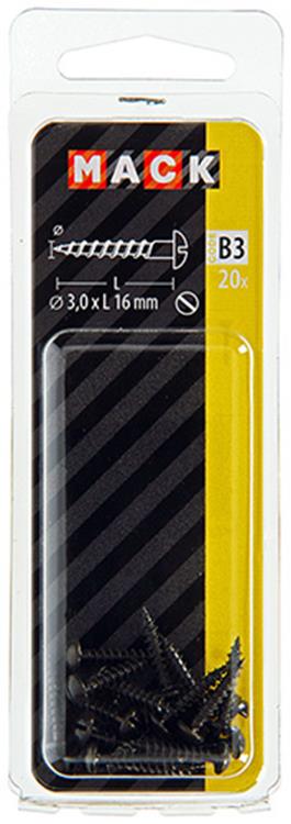 HOUTSCHROEF BOLKOP ZWART VERZINKT 20 ST 3,0 X 16 MM