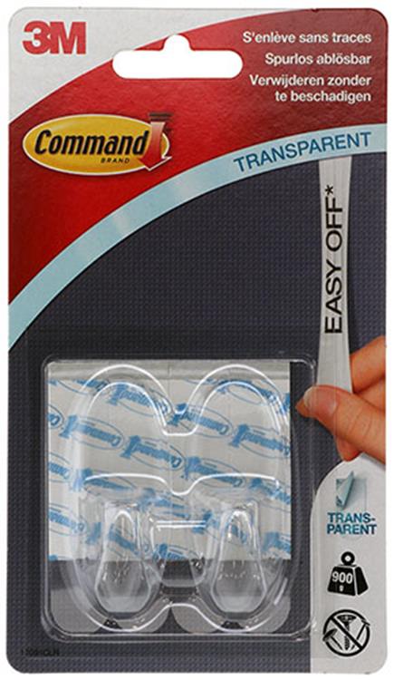 3M COMMAND MEDIUM HAAKJES TRANSPARANT