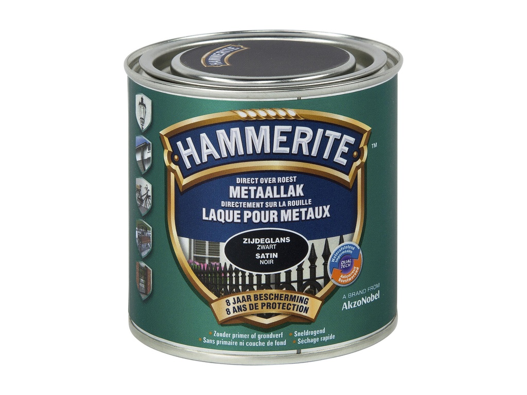 HAMMERITE METAALVERF ZIJDEGLANS ZWART 250ml