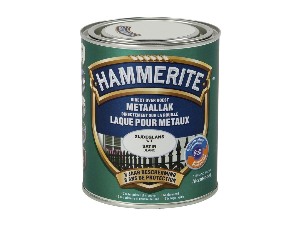 HAMMERITE METAALVERF ZIJDEGLANS WIT 750ml