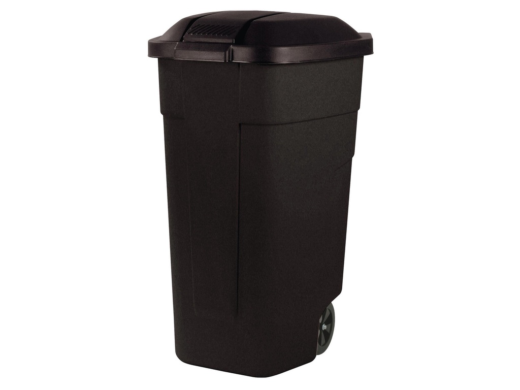 CURVER AFVALBAK ZWART 110L 58X52XH88CM VERRIJDBAAR