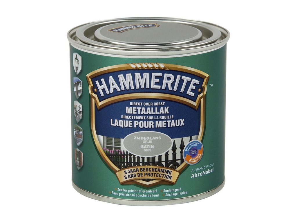 HAMMERITE METAALVERF ZIJDEGLANS GRIJS 250ml