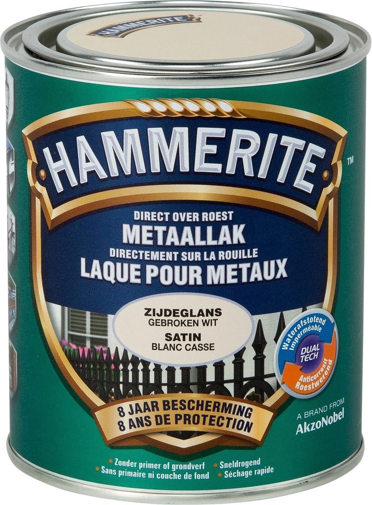 HAMMERITE METAALVERF ZIJDEGLANS GEBROKEN WIT 750ml