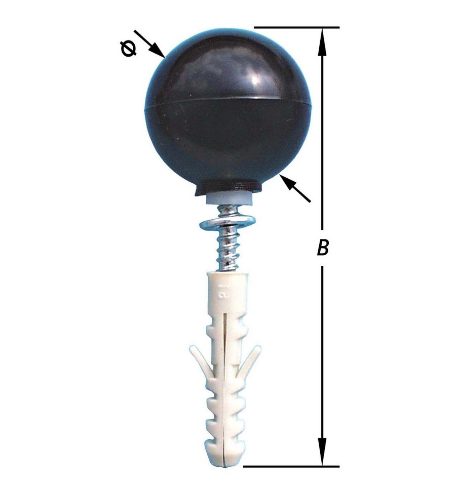 Deurstop Bol Schroef+Plug - 35x77mm - Wit
