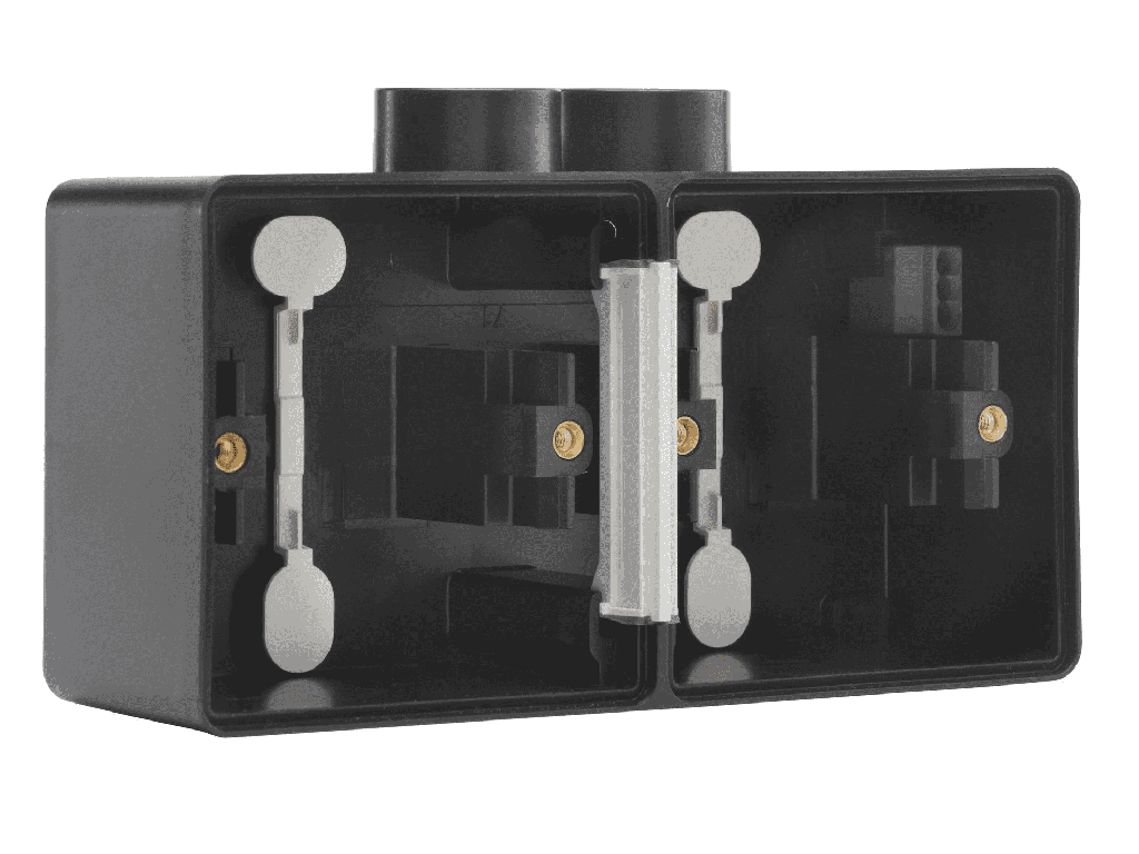 NIKO HYDRO Dubbele horizontale opbouwdoos met één tweevoudige M20-ingang Zwart 761-84802