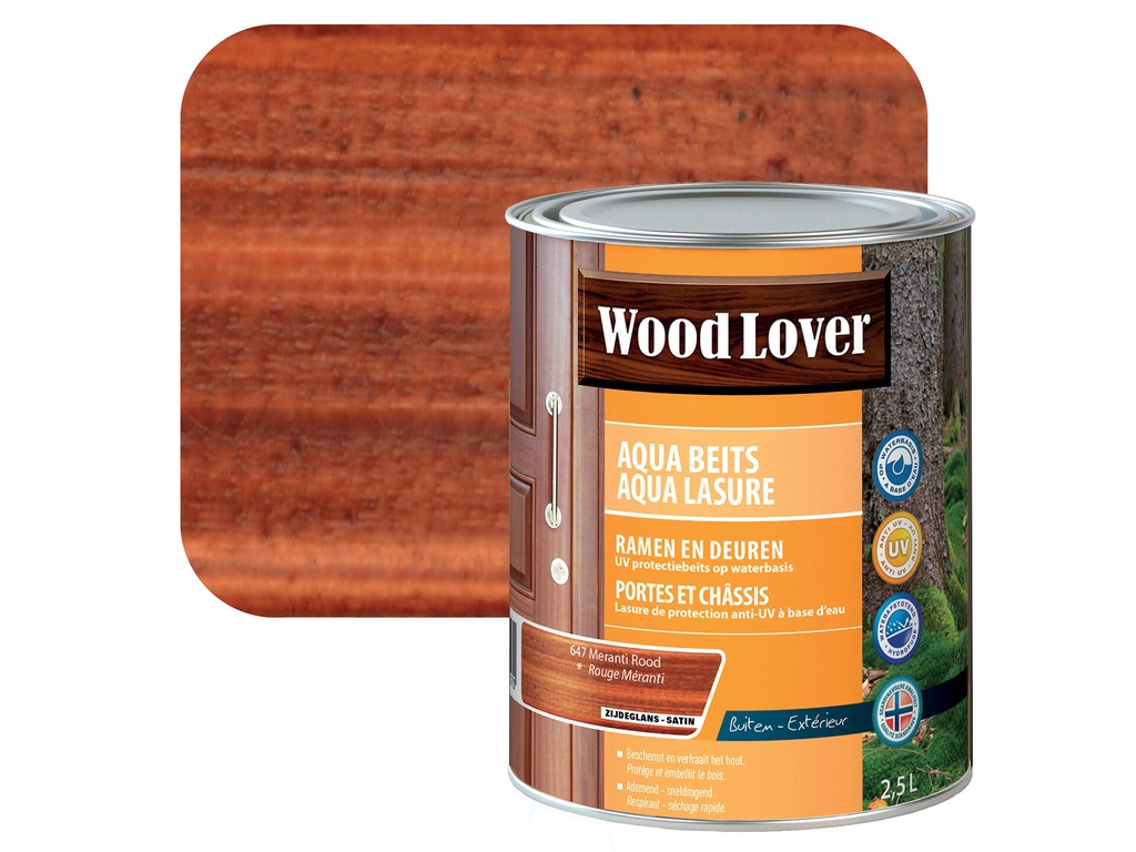 WOODLOVER AQUA BEITS 647 MERANTI ROOD 2,5L