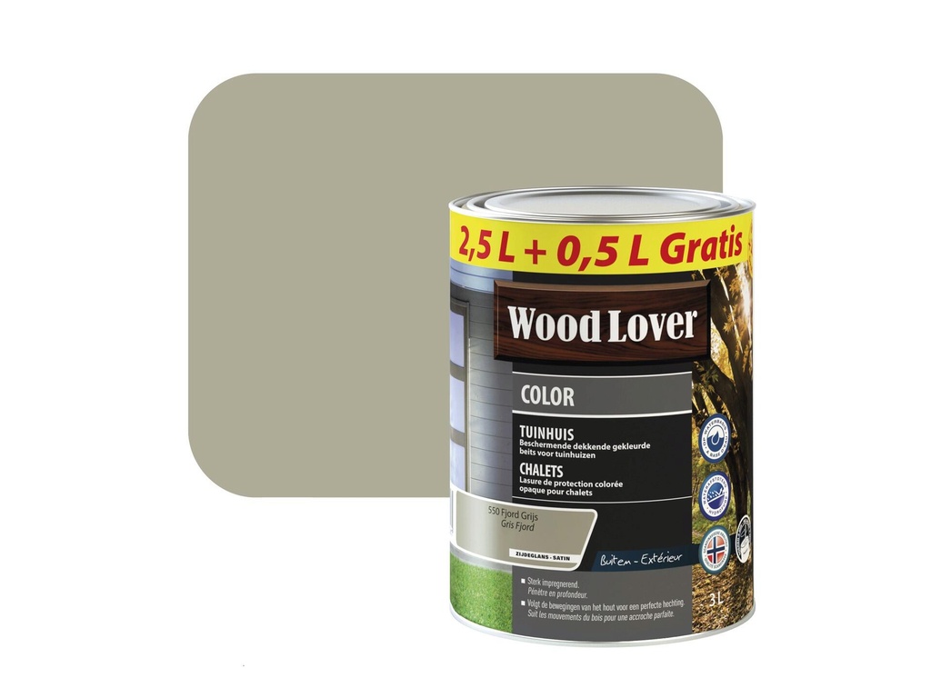 WOODLOVER COLOR TUINHUIS 550 FJORD GRIJS 2,5L+0,5L