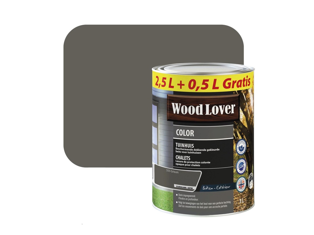 WOODLOVER COLOR TUINHUIS 555 GRISON 2,5L+0,5L