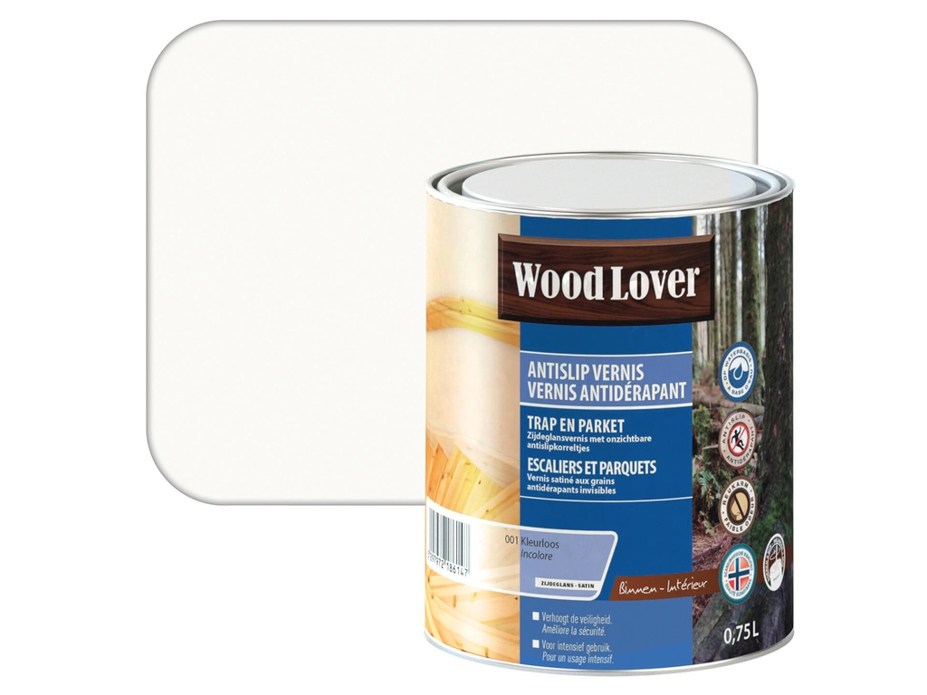 WOODLOVER ANTISLIP VERNIS KLEURLOOS 0,75 LITER