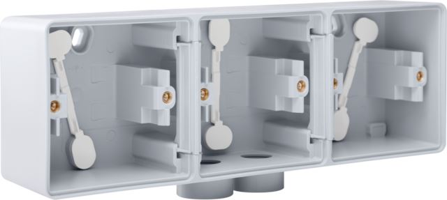 NIKO HYDRO drievoudige horizontale opbouwdoos 2x M20 Grijs 700-84902
