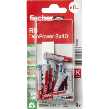 Fischer Duopower Pluggen + Schroef 8X40 8st
