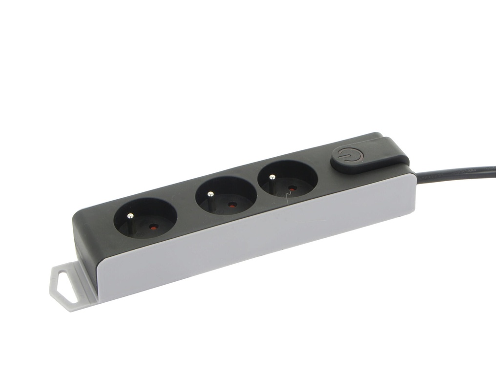 Stekkerblok 3-voudig + Schakelaar Zwart 1,5m