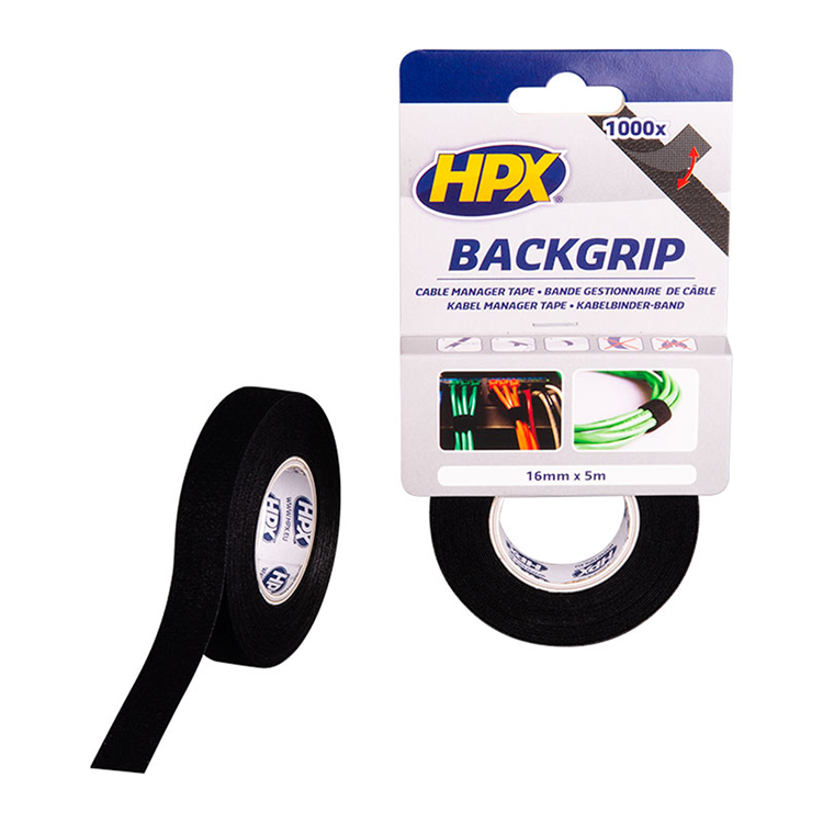 HPX BACK GRIP KABELBINDER-BAND ZWART 16MMX5M