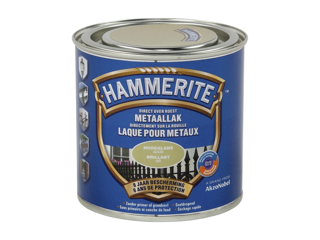 HAMMERITE METAALVERF HOOGGLANS GOUD 250ml