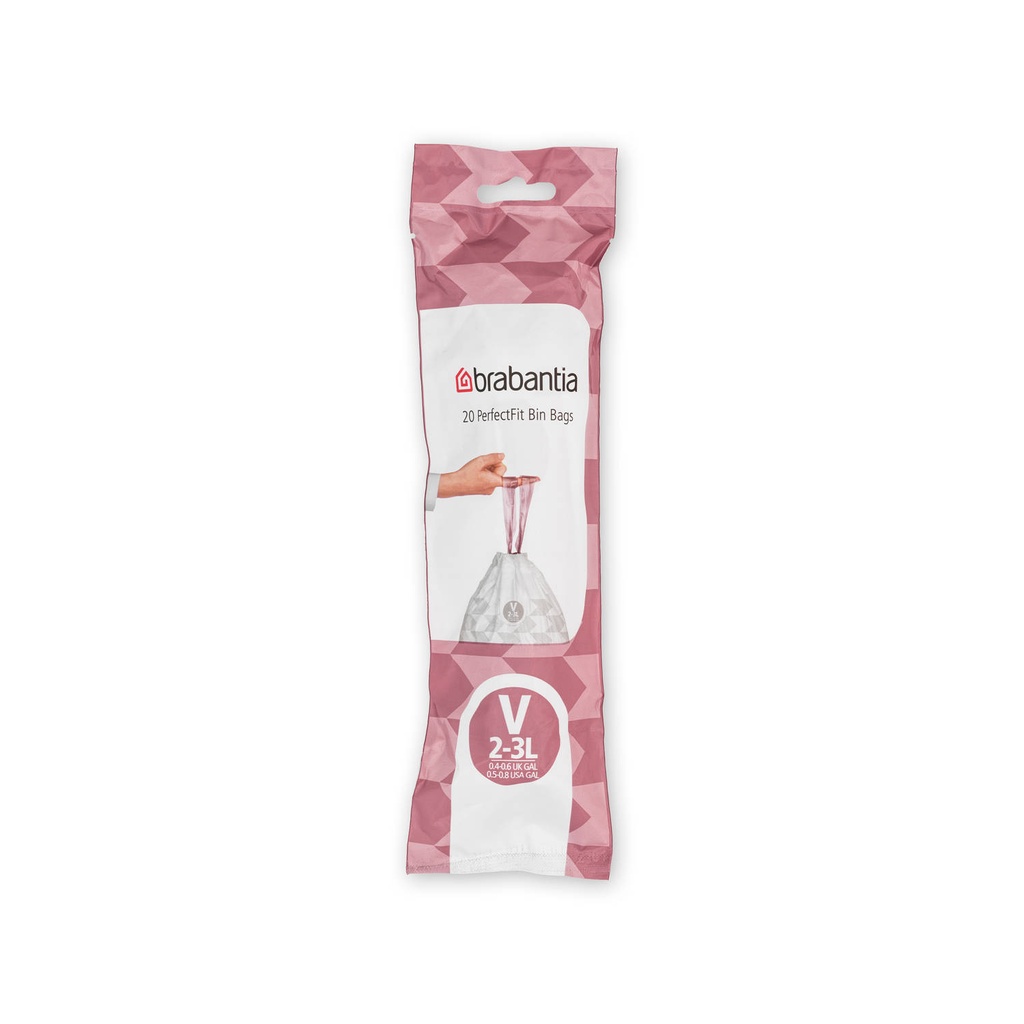 Brabantia afvalzak PerfectFit V wit 3L 20 stuks