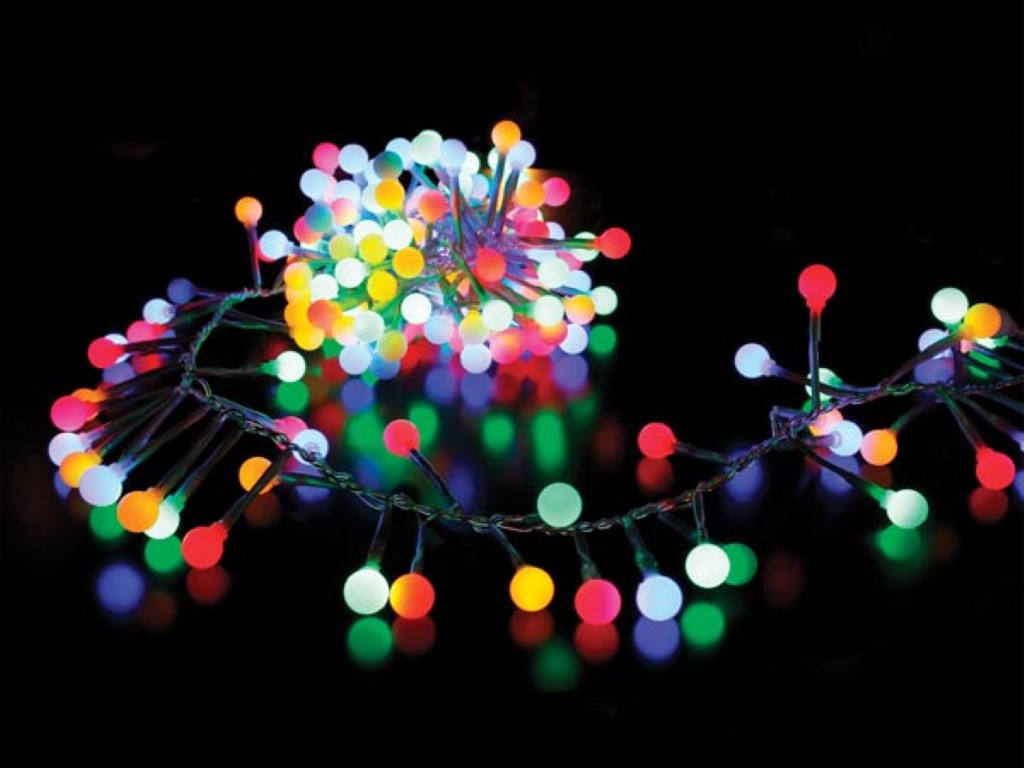 Clusterlight LED - 3 m - 176 Veelkleurige ballen - Transparant draad - 24 V