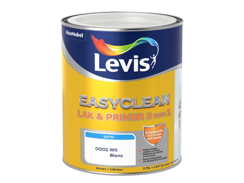 LEVIS EASYCLEAN LAK & PRIMER 0.75L Wit