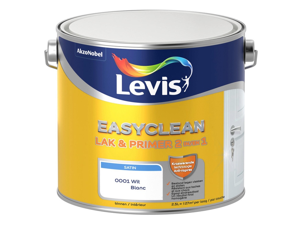 LEVIS EASYCLEAN LAK & PRIMER 2.5L Wit