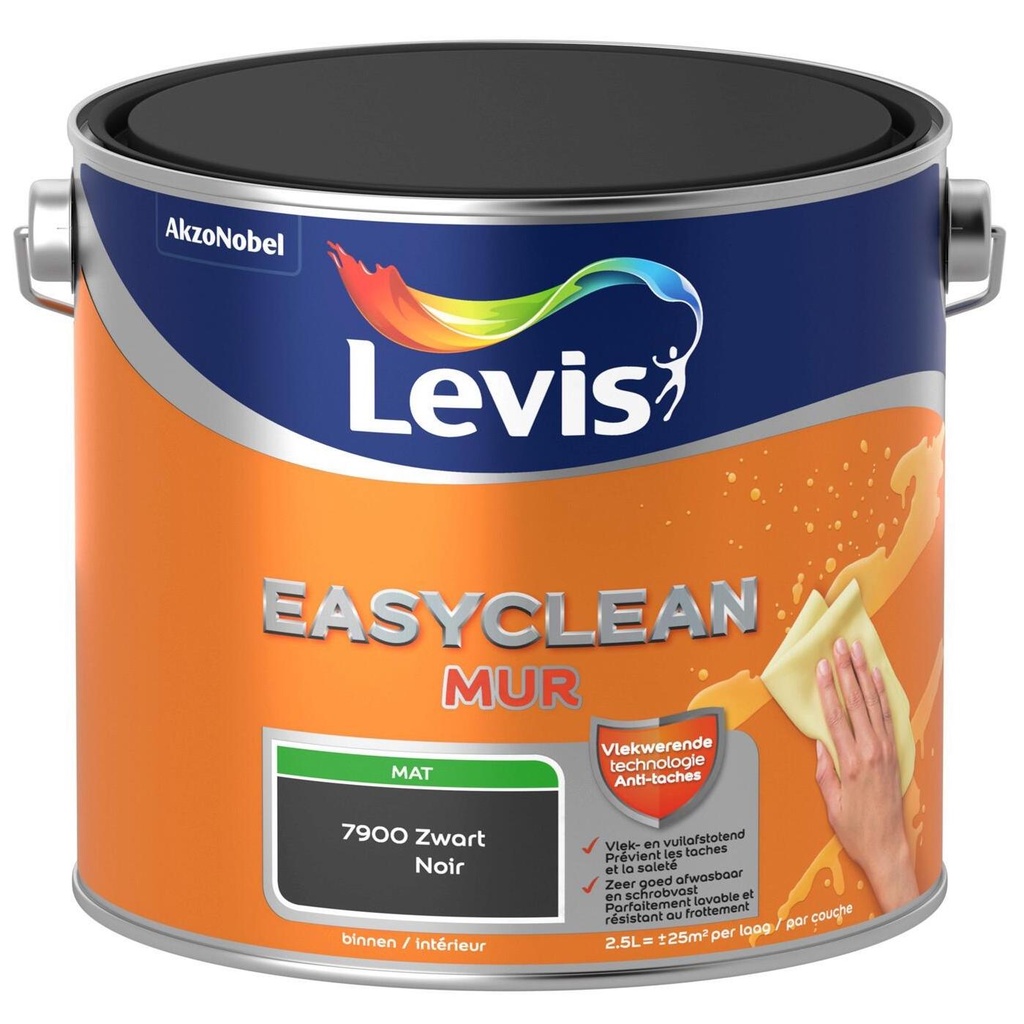 LEVIS EASYCLEAN MUR MAT zwart 2,5L