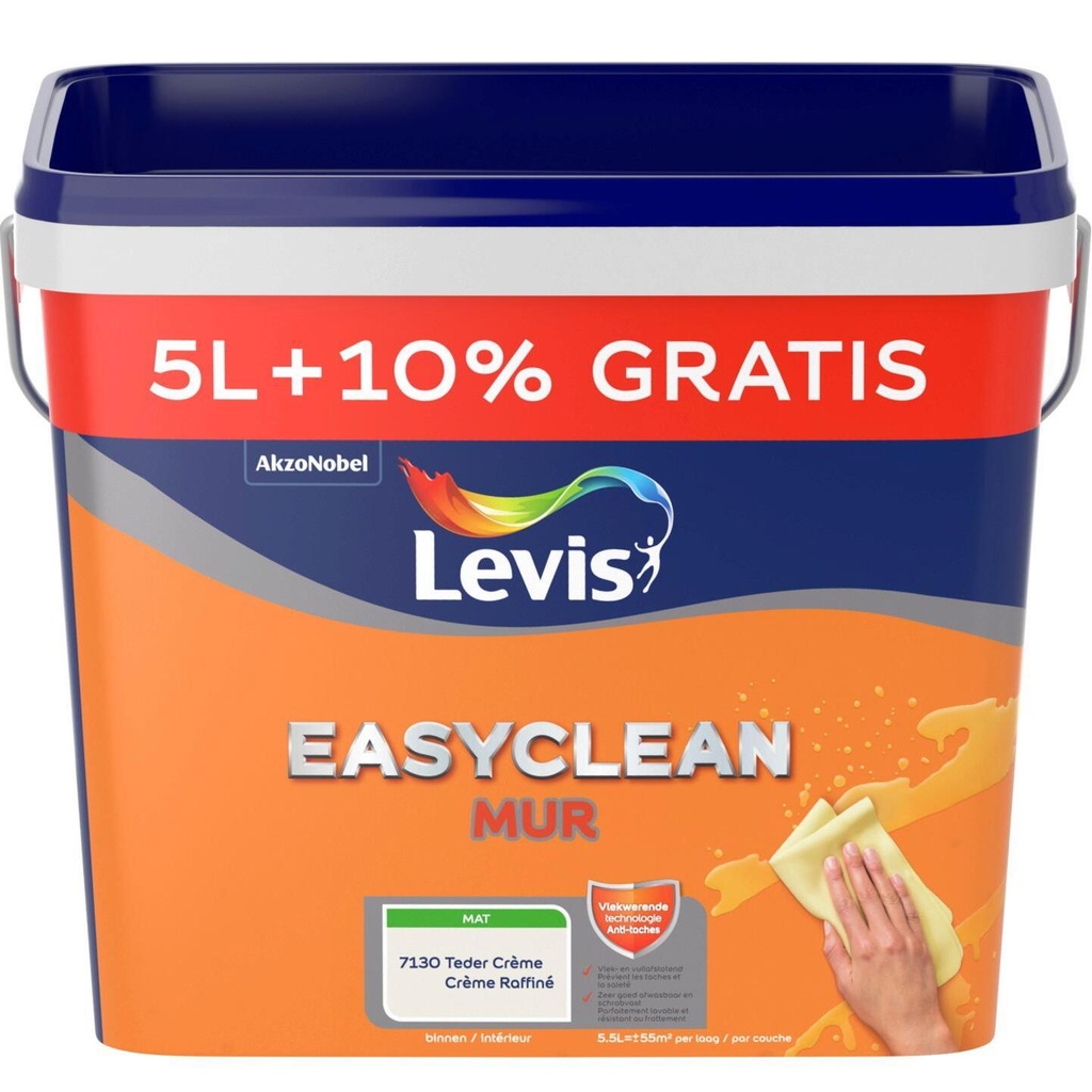 LEVIS EASYCLEAN MUR MAT teder crème 5L + 0.5L