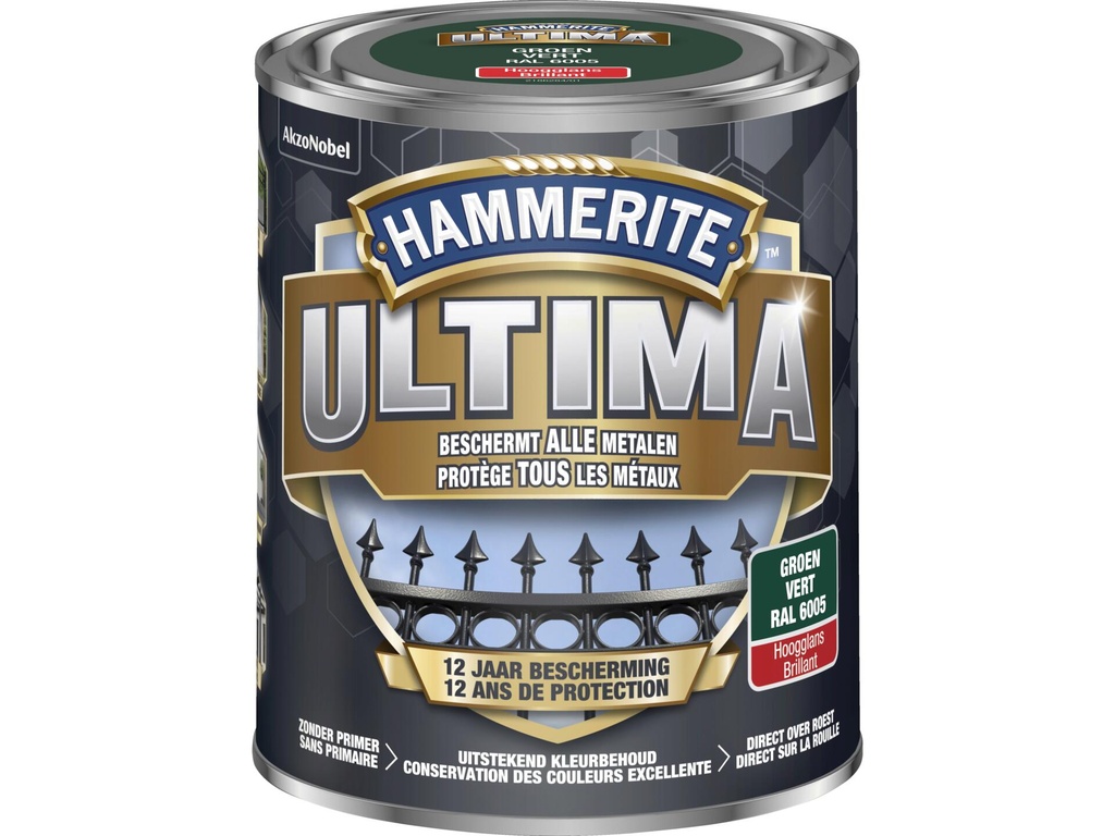 Hammerite Ultima metaallak hoogglans 0,75l groen