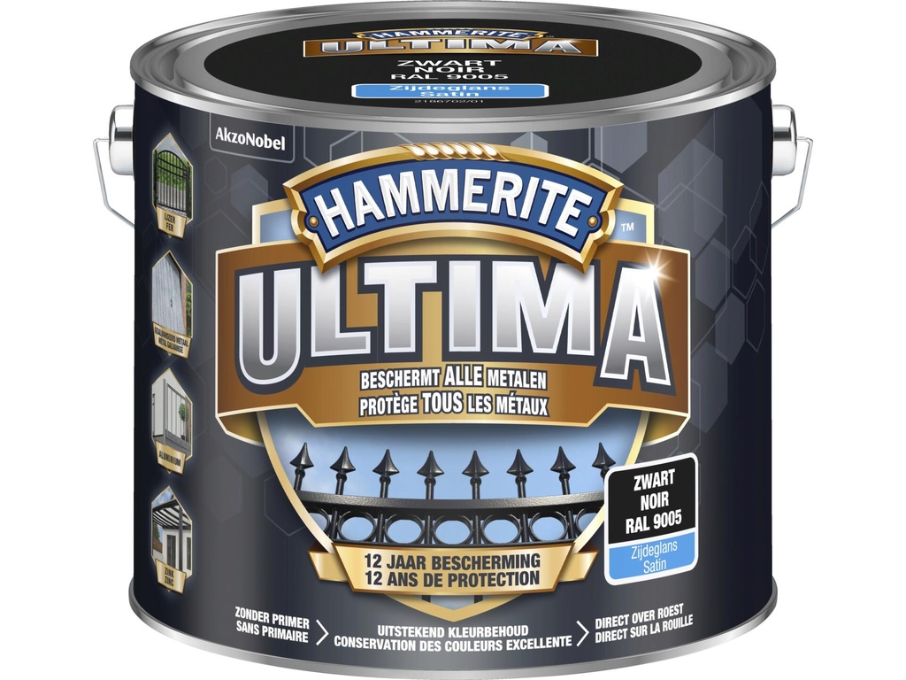 Hammerite Ultima metaallak zijdeglans 2,5l zwart
