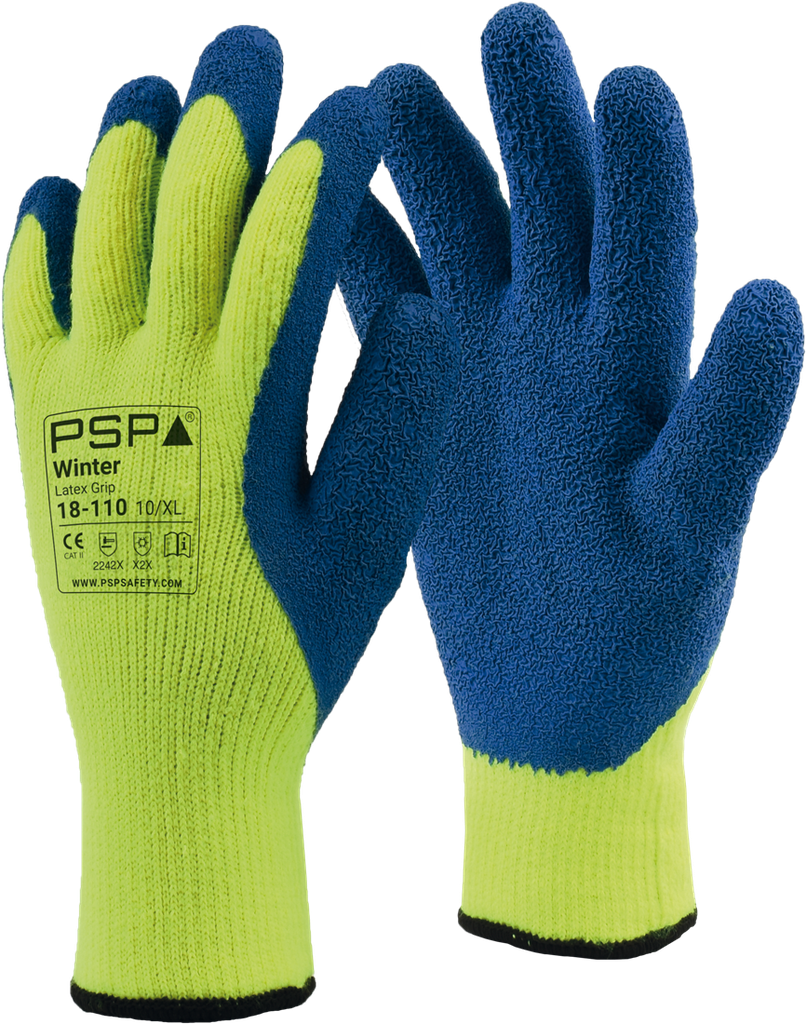 PSP WERKHANDSCHOENEN WINTER LATEX GEEL/BLAUW MAAT 10