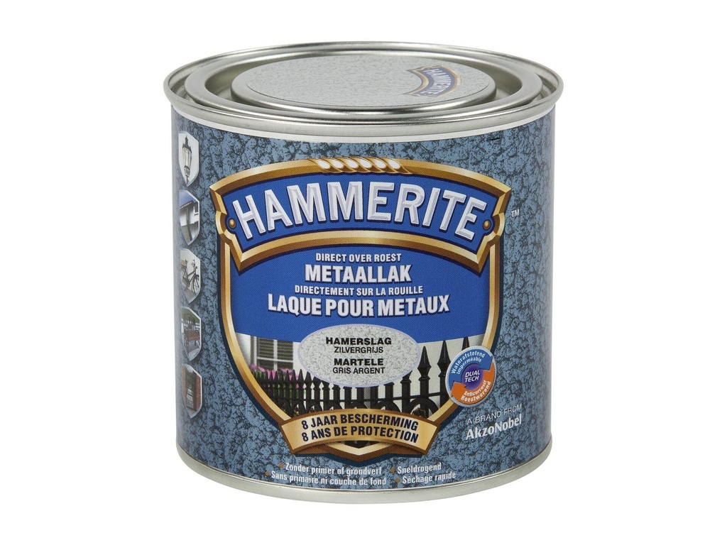 HAMMERITE METAALVERF HAMERSLAG ZILVERGRIJS 250ml
