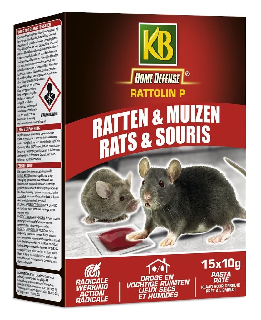 KB Home Defence Ratten en Muizen Pasta15x10 g