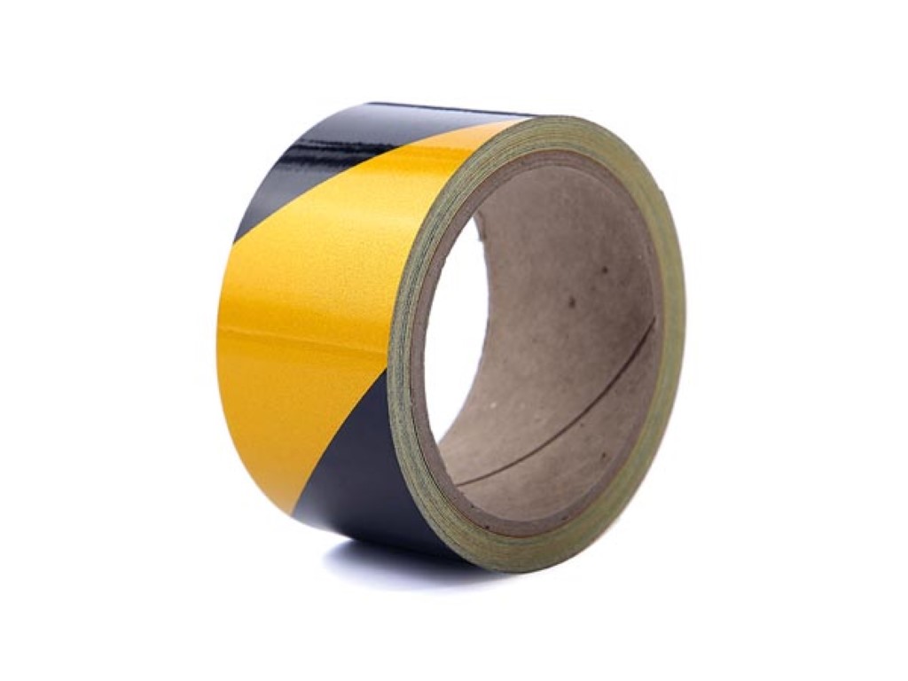 Reflecterende tape 5cm x 10m - zwart/geel