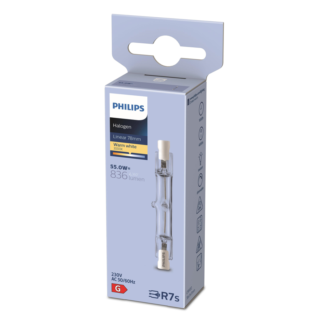 PHILIPS HALOGEENLAMP LINEAR R7s 78MM 55,0W 230V
