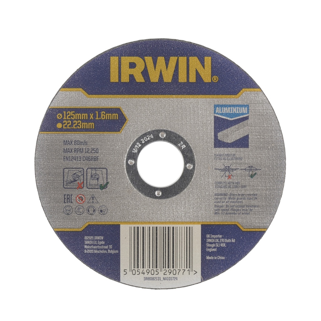 IRWIN Pro Performance Doorslijpschijf aluminium Ø125mm x 1,6mm