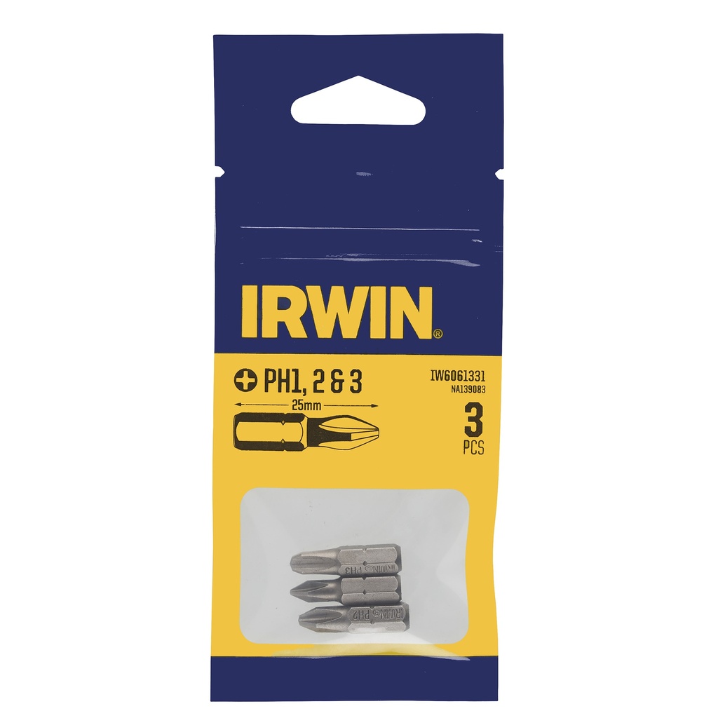 IRWIN Bits Ph1-2-3 - 25mm - 3 PCS