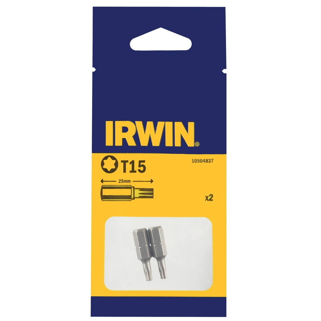 IRWIN Bits Torx T15 - 1/4" 25mm - 2 PCS