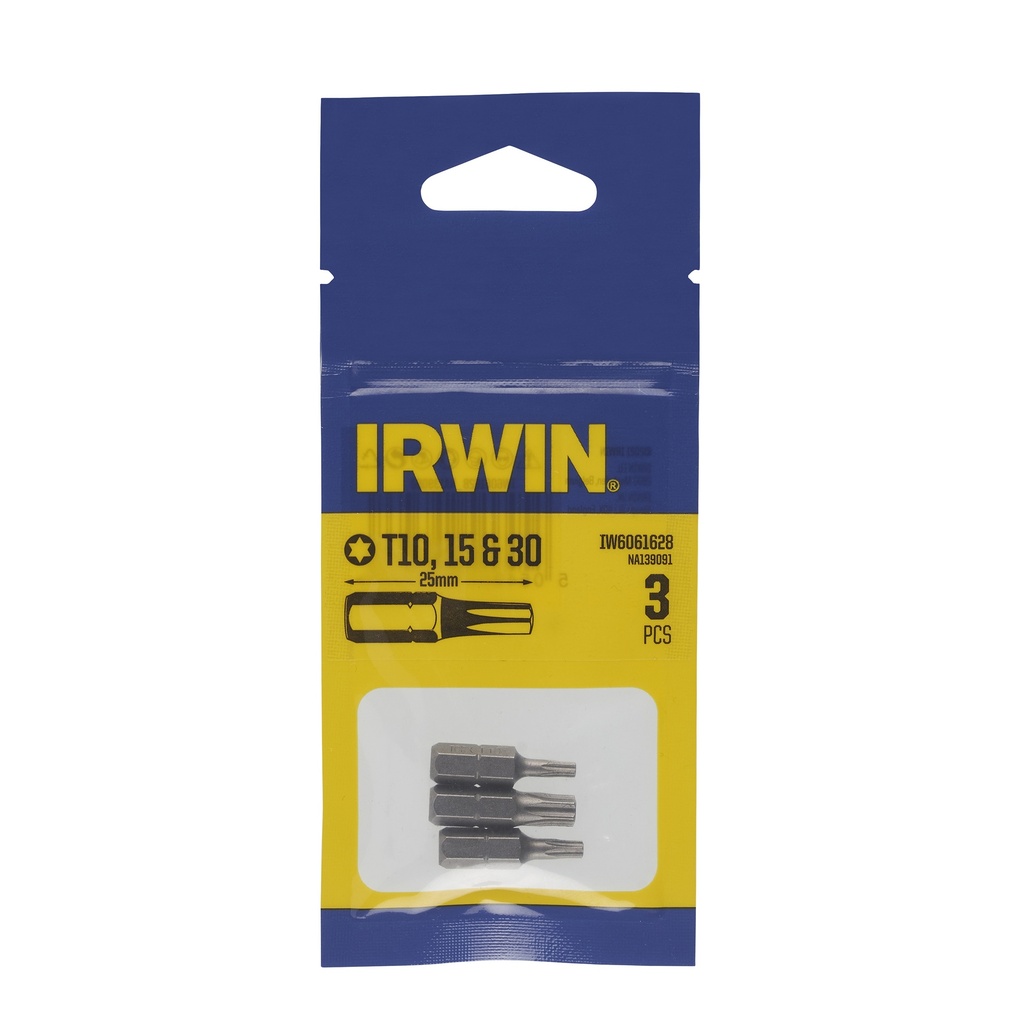 IRWIN Bits Torx Set 3PCS T10, T15, T30 - 1/4" 25mm